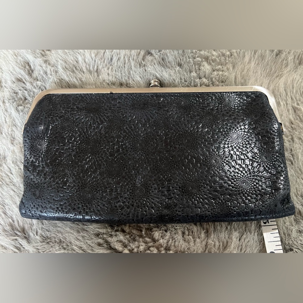 Hobo Textured Black Wallet with Silver Frame - Picture 8 of 8